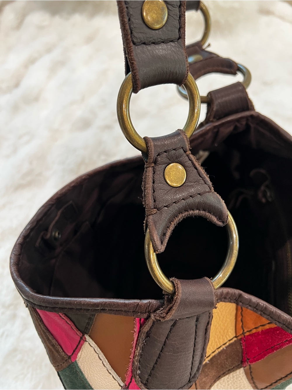 Vintage Lucky Brand Multicolor Patchwork Shoulder Bag - Picture 5 of 10